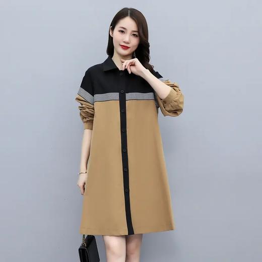 XYFS6203 早秋新款韩版拼接宽松休闲气质中长款女风衣外套 商品图0
