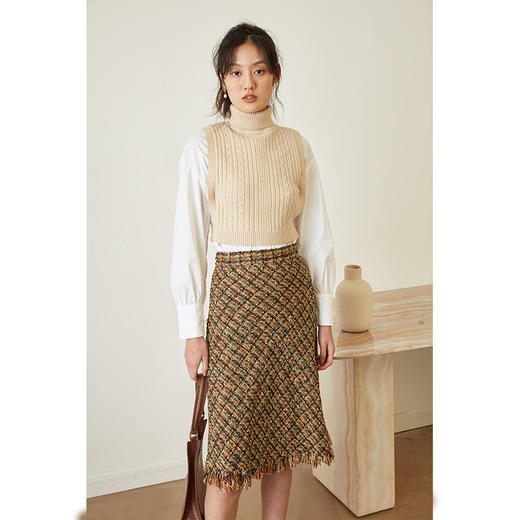 HeyDress高领绞花针织马甲女百搭抗起球外搭时尚短款麻花背心 商品图3