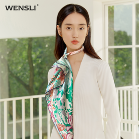 万事利“寻鹿”63厘米双面印花中方巾