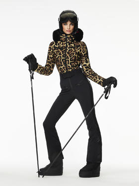 Goldbergh - Lynx Ski Suit Real Fox Fur - Jaguar - 女装 - 连体滑雪服 - 豹纹