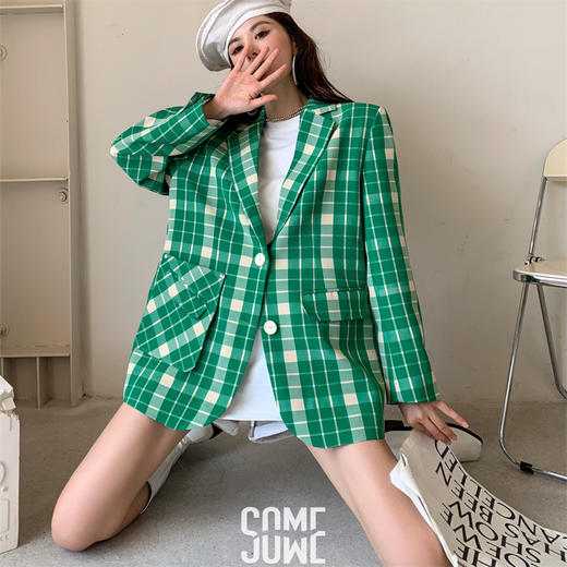 预售|SOMESOWE绿格子廓形西装外套 .潮快闪[福利品] 商品图4