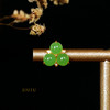 18K玫瑰金和田玉（碧玉）镶钻耳钉--三叶草 /半珠5mm/苹果绿 商品缩略图2