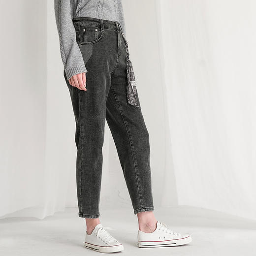 Famecoco范可儿裤子设计感小众秋冬季直筒宽松牛仔裤F218GA005 商品图2