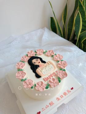 粉色长发花花女孩女生手绘-低糖处理无添加