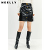 NEELLY纳俪商场同款秋冬季皮裙子半身裙女新款腰带单排扣A字裙潮N21101E01031 商品缩略图0