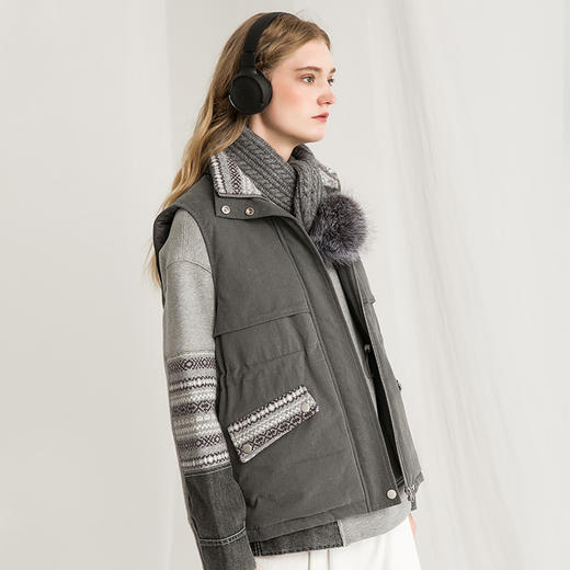 Famecoco范可儿羽绒马甲冬款潮流时尚纯棉马夹外套F218CA008 商品图2