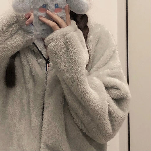 新款珊瑚绒情侣睡衣男女秋冬加厚保暖黑色法兰绒毛绒家居服两件套 商品图3