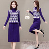 WE- MY-M21558 印花针织两件套装连衣裙女2021秋新款修身气质减龄弹力长袖打底裙 商品缩略图0