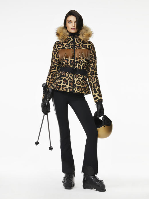 Goldbergh - Western Jacket Real Arctic Raccoon Fur - Jaguar - 女装 - 滑雪夹克 - 豹纹 商品图0