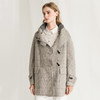 Famecoco范可儿羊毛大衣冬季牛角扣中长款连帽格纹毛呢外套F218AR006 商品缩略图1