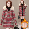 WE- JLNH-YNMA052 格子加绒毛呢外套女中长款2021秋装新款修身收腰气质优雅时尚大衣 商品缩略图1