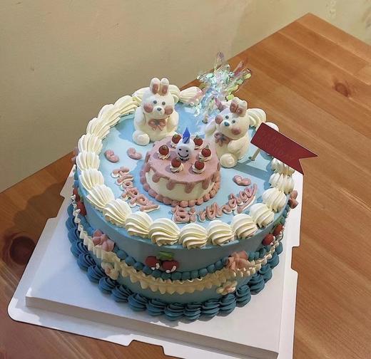 两只小兔兔复古蛋糕-低糖处理无添加 商品图0