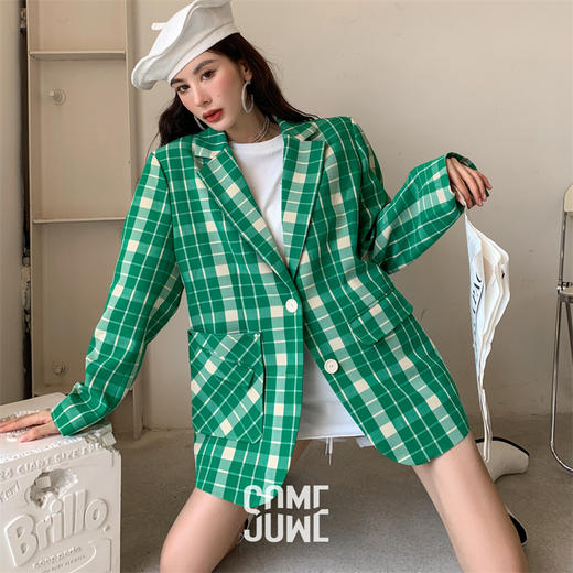 预售|SOMESOWE绿格子廓形西装外套 .潮快闪[福利品] 商品图2