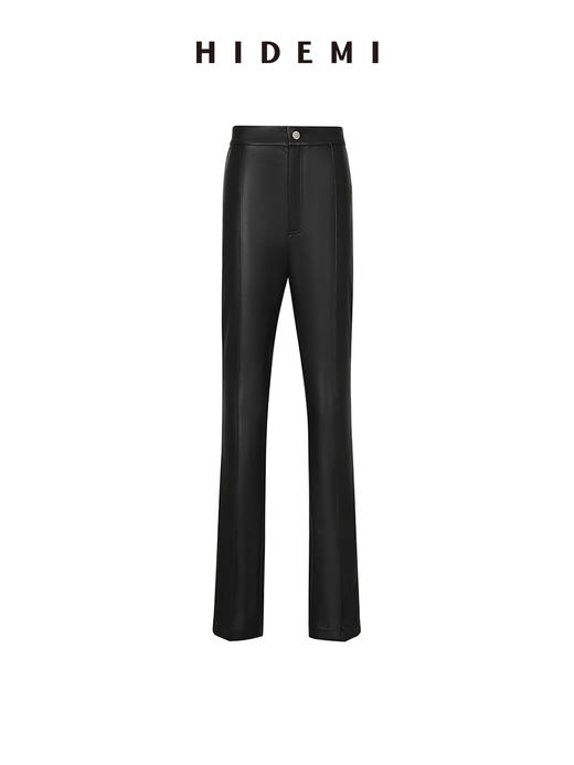 HIDEMI 到店必入 黑色简约设计感九分皮裤 商品图0