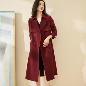 高阶酒红风衣  浓郁却不张扬 挺括有型 垂坠显白 商场同款2026新款春季外套英伦风中长款大衣女2020