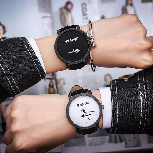 【手表】韩国潮流原宿风女表磨砂时尚韩版男简约个性创意学生黑白情侣手表 商品图0