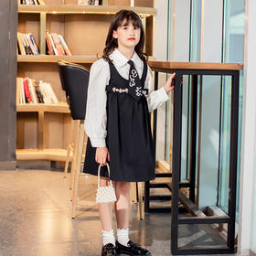 【童装】女童学院风连衣裙套装新款大童秋装女孩背带裙儿童jk衬衫裙子