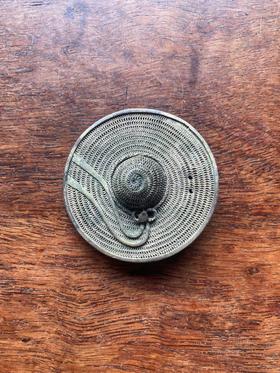 纯银丝编织宽沿帽型别针，顺丰包邮