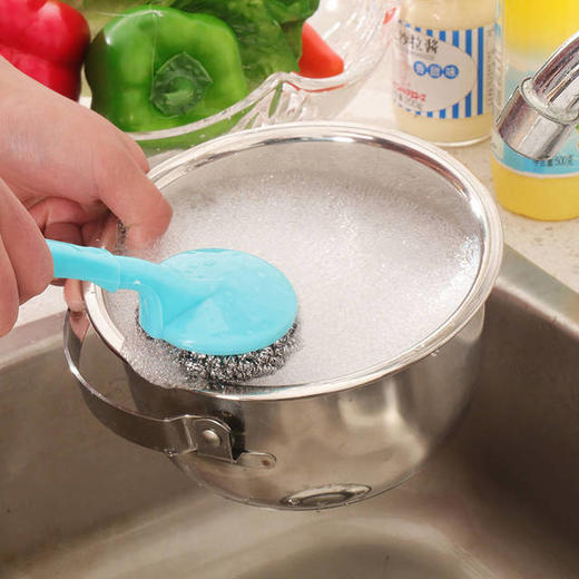 【日用百货】大号钢丝球刷锅洗碗带柄清洗球不掉丝钢丝球厨房不锈钢家用球 商品图2