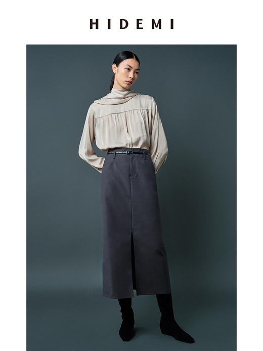 HIDEMI 迷雾灰蓝廓形短外套套装 短外套/前开衩半身裙 商品图6