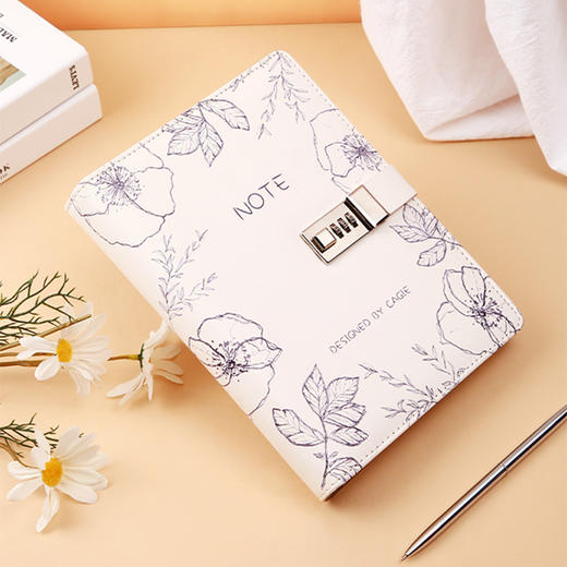 卡杰A5活页本时光与花密码本CA5H0825-8带锁日记本笔记本子小清新大学生简约 商品图1