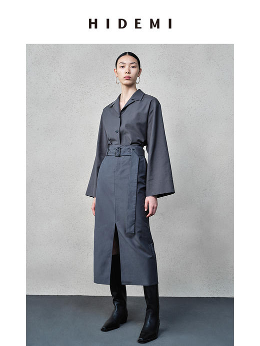 HIDEMI 迷雾灰蓝廓形短外套套装 短外套/前开衩半身裙 商品图2