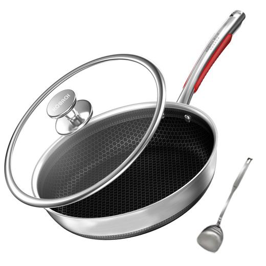 康巴赫煎锅28CM不粘锅316L不锈钢双面蜂窝煎28cm悦厨系列电磁炉燃气灶通用 商品图0