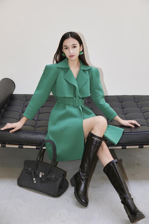 绿色太空针织长风衣（附腰带） 商品图4