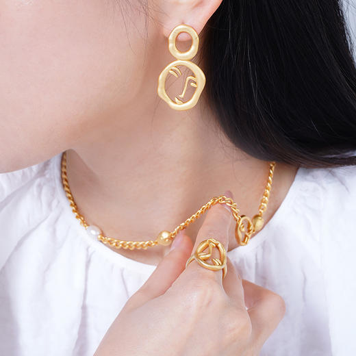 大都会博物馆现代派马蒂斯潮酷复古设计戒指项链耳环圈首饰套装 商品图3