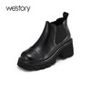 westory2021秋季新品时尚切尔西短靴粗跟烟筒靴车风S21DS81331 商品缩略图1