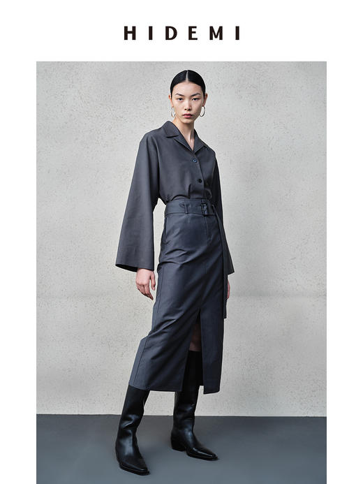HIDEMI 迷雾灰蓝廓形短外套套装 短外套/前开衩半身裙 商品图3