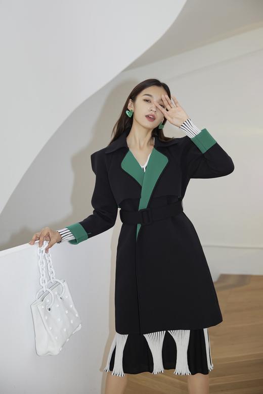 黑绿太空针织长风衣（附腰带） 商品图5