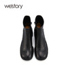 westory2021秋季新款纯色线条感短筒时装靴英伦风高跟S21DS81221 商品缩略图2