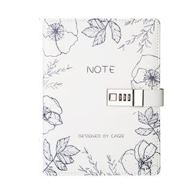 卡杰A5活页本时光与花密码本CA5H0825-8带锁日记本笔记本子小清新大学生简约