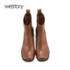 westory2021秋季新品粗高跟切尔西短靴方头女靴W21DS81411 商品缩略图1