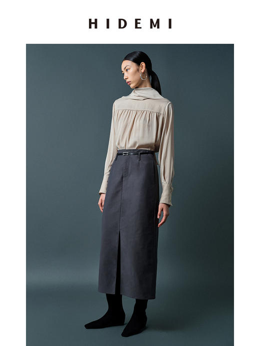 HIDEMI 迷雾灰蓝廓形短外套套装 短外套/前开衩半身裙 商品图7