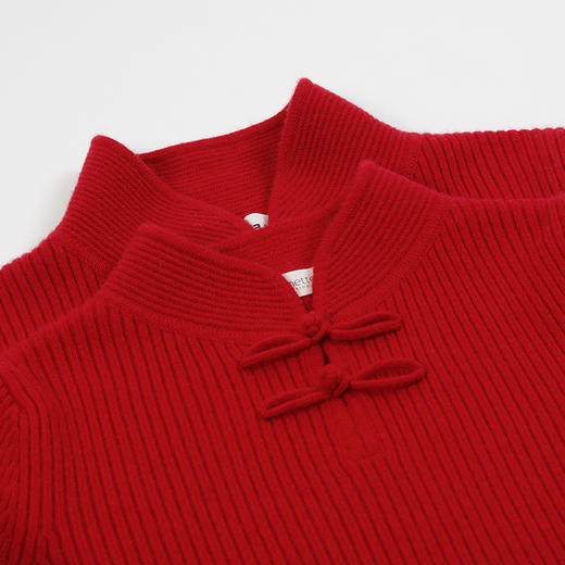 【中国红复古盘扣套衫】羊绒世家童装秋冬新品女宝复古盘扣100%山羊绒衫 商品图4