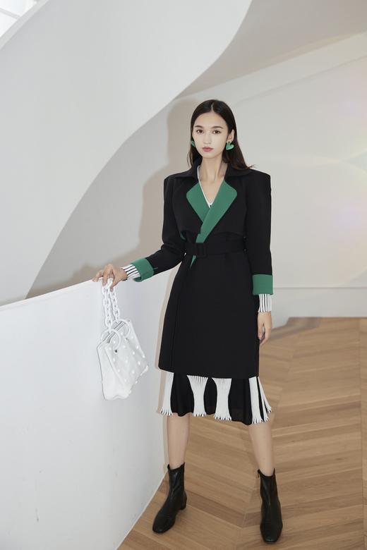 黑绿太空针织长风衣（附腰带） 商品图4