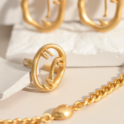 大都会博物馆现代派马蒂斯潮酷复古设计戒指项链耳环圈首饰套装 商品图1