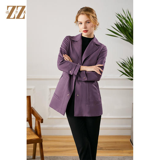 佐尔美2021秋季新款 西装领气质简约风衣女E13FD27 商品图0