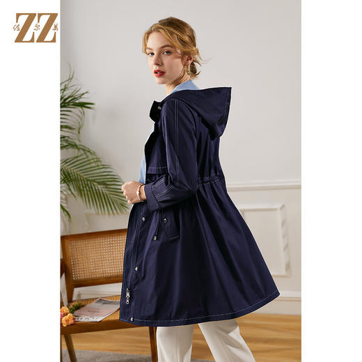 佐尔美2021秋季新款 时尚休闲修身双面穿长风衣女E13FC22 商品图3