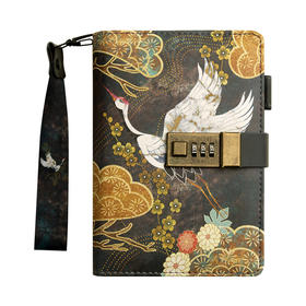 卡杰密码活页本A6仙鹤CA6H0432-2带锁国潮手帐古风日记本随身便携笔记本子大学生记事本