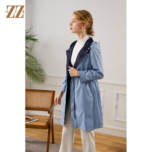 佐尔美2021秋季新款 时尚休闲修身双面穿长风衣女E13FC22 商品图1