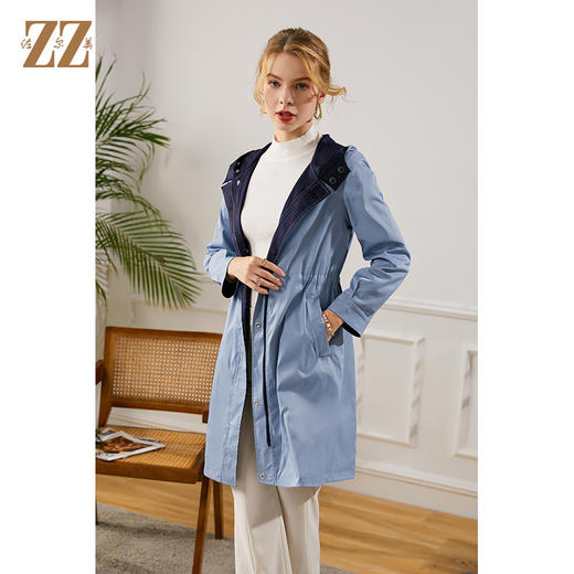 佐尔美2021秋季新款 时尚休闲修身双面穿长风衣女E13FC22 商品图2