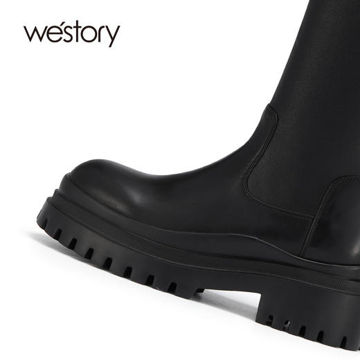 westory2021秋季新品英伦风厚底长靴时尚潮流瘦瘦靴W21DQ80801 商品图1