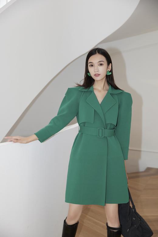 绿色太空针织长风衣（附腰带） 商品图0