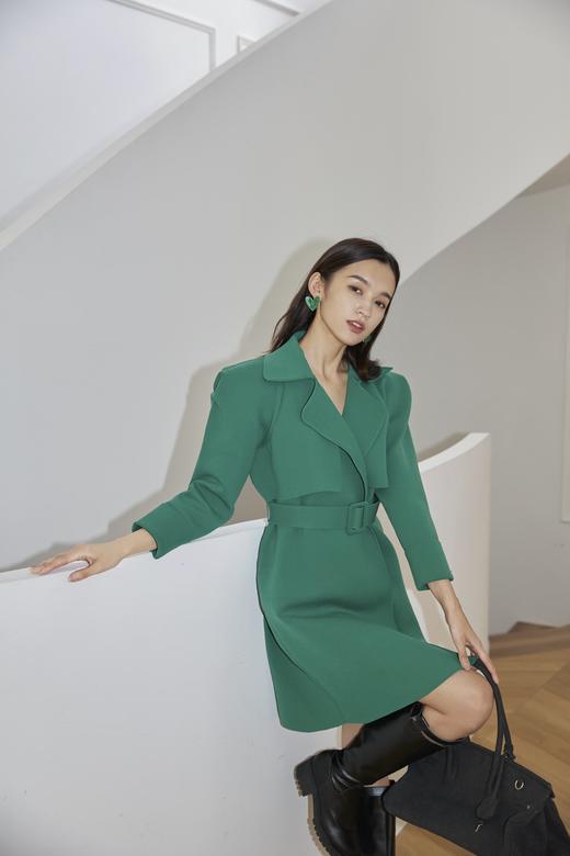 绿色太空针织长风衣（附腰带） 商品图3