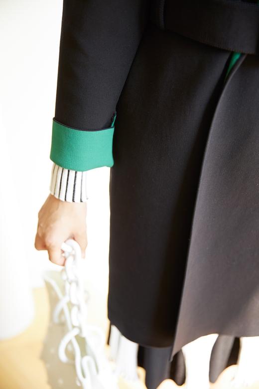 黑绿太空针织长风衣（附腰带） 商品图8