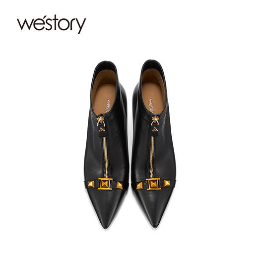 westory2021秋季新款潮流女靴拉链装饰短筒时装靴W21DS80821 商品图2