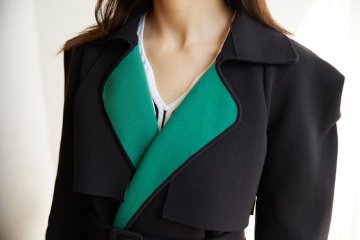 黑绿太空针织长风衣（附腰带） 商品图6